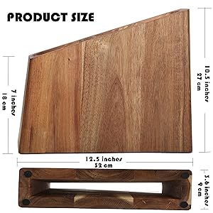 Resafy Magnetic Knife Wooden Block Holder Rack Magnetic Stands Strong Enhanced Magnets Kinves Strip