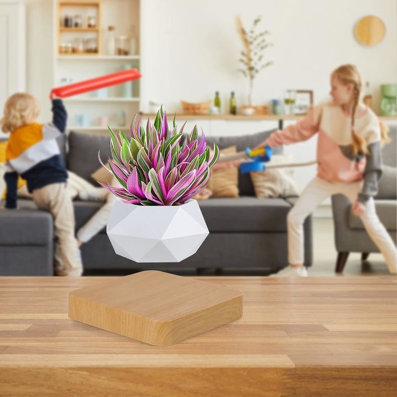 Base giratoria Pot de plantas de levitación magnética para decoración de escritorio de jardín en el hogar