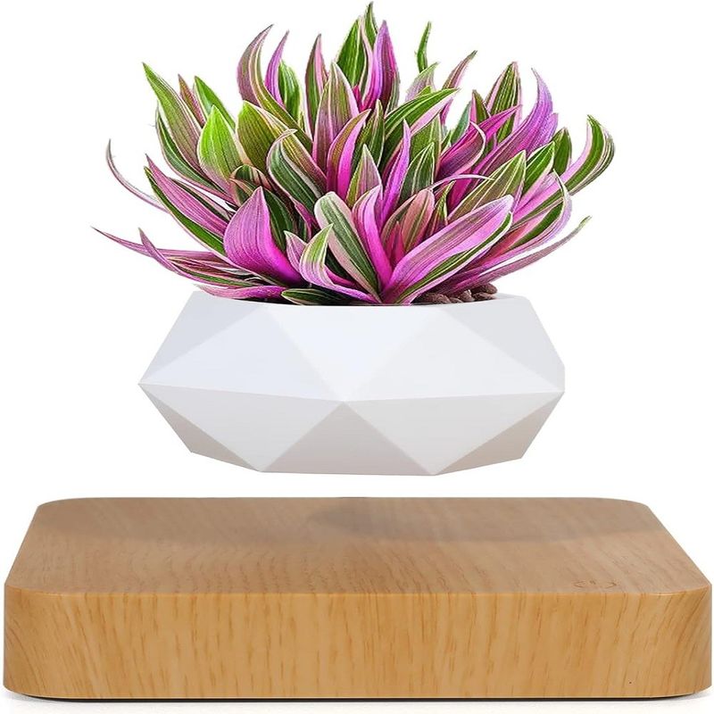 Base giratoria Pot de plantas de levitación magnética para decoración de escritorio de jardín en el hogar