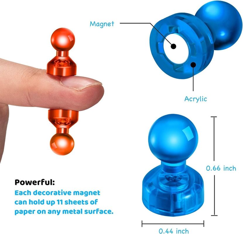 60PCS Colores Fuertes Magnéticos Thumbtacks Magnetos de pizarra para la enseñanza en el aula