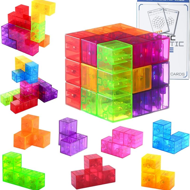 Cubo de Rubik magnético 3D Cubo de rompecabezas magnéticos Conjunto de 7 formas múltiples para niños