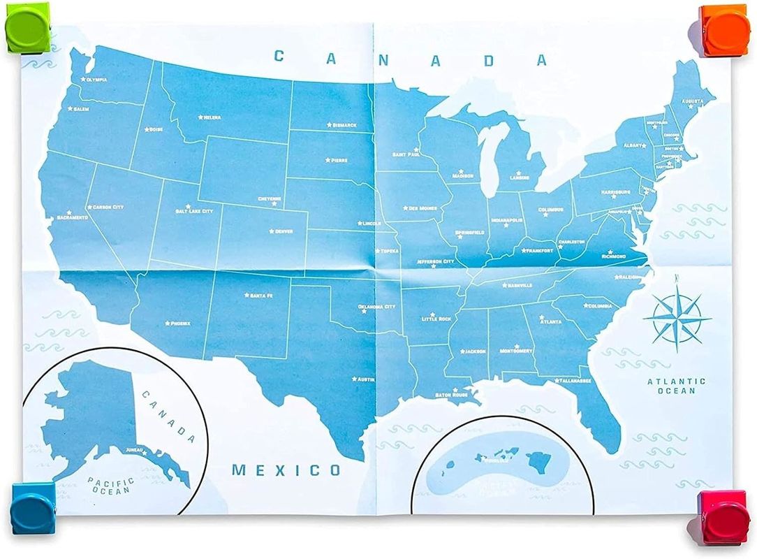 Mapa de los Estados Unidos con 44 piezas magnéticas