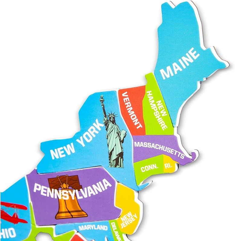 Mapa de los Estados Unidos con 44 piezas magnéticas