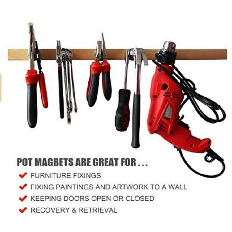 Copo de base redonda Neodimio Magnet Pot con agujero contrafundido de trabajo pesado y tornillos de acero inoxidable