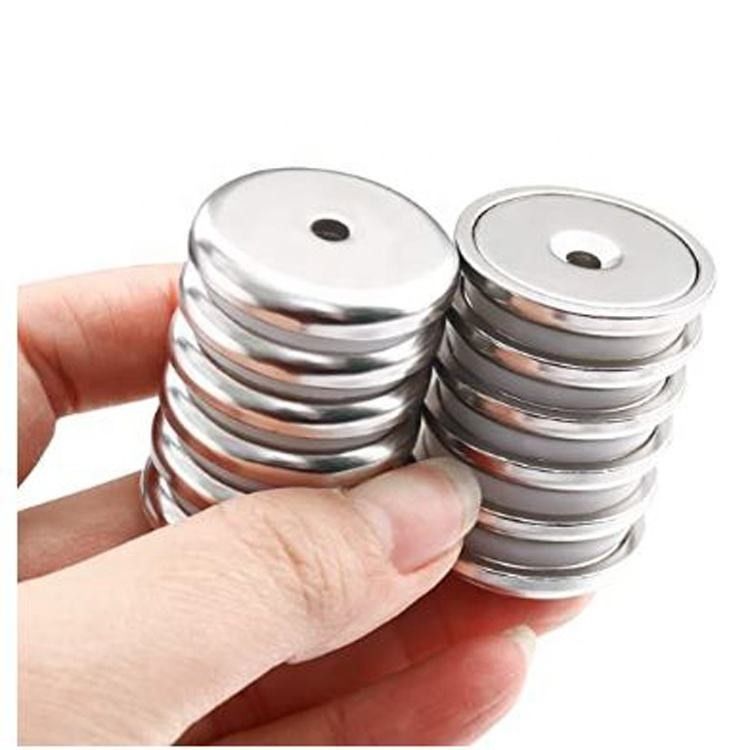 Copo de base redonda Neodimio Magnet Pot con agujero contrafundido de trabajo pesado y tornillos de acero inoxidable