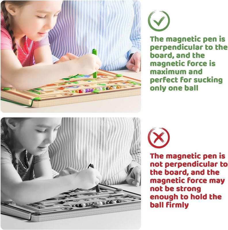 Tablero de rompecabezas de madera magnético fuerte color y número juguetes de laberinto Montessori para niños pequeños