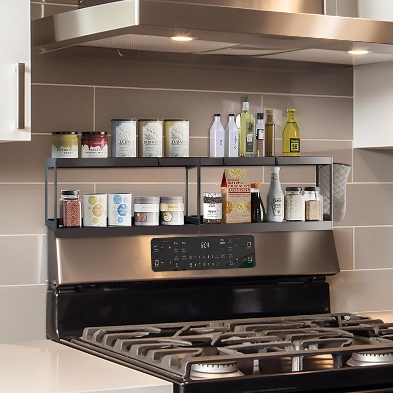 Estante de almacenamiento magnético de doble capa elegante Estante de cocina para la estufa Organizador superior