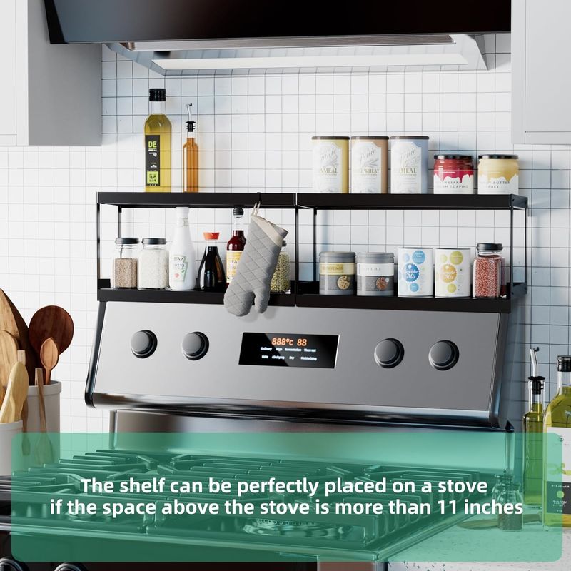 Estante de almacenamiento magnético de doble capa elegante Estante de cocina para la estufa Organizador superior