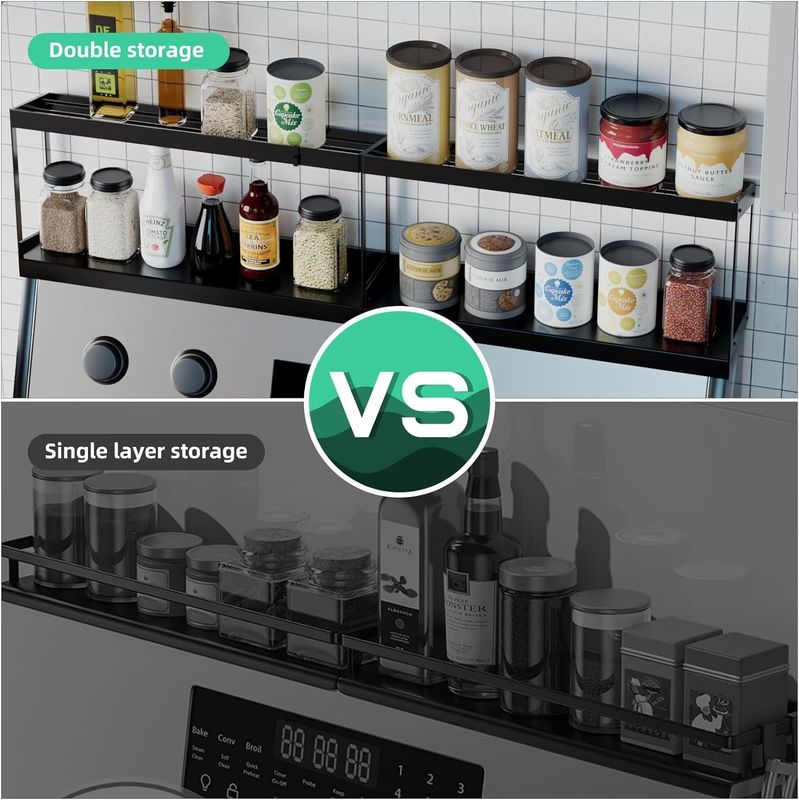Estante de almacenamiento magnético de doble capa elegante Estante de cocina para la estufa Organizador superior