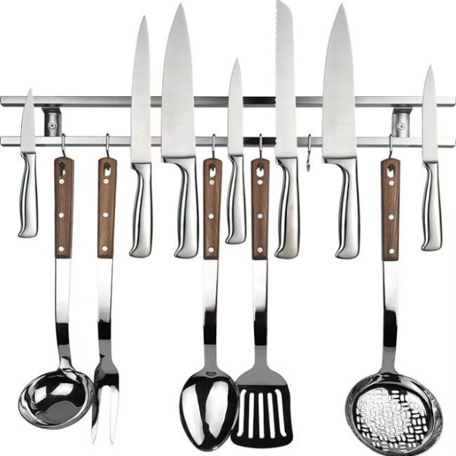 18 pulgadas tubos cuadrados de acero inoxidable de cuchillo magnético para la pared con gancho