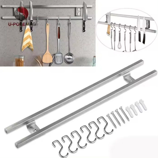 18 pulgadas tubos cuadrados de acero inoxidable de cuchillo magnético para la pared con gancho
