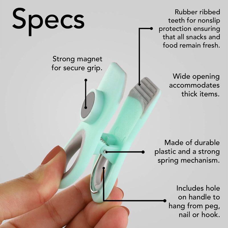 20pcs Clips magnéticos fuertes Clips de bolsas magnéticas para almacenamiento de alimentos con agarre de sellado hermético