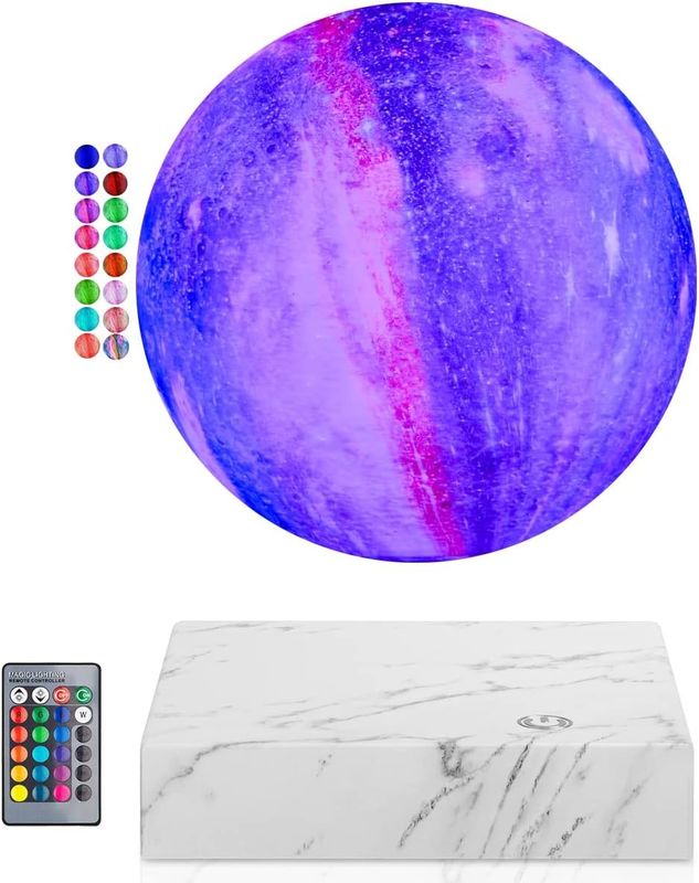 Lámpara de levitación magnética de rotación de resina Globo lunar flotante con 16 colores 3D