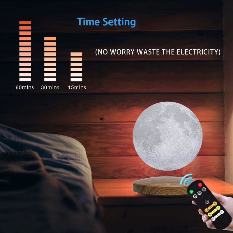 Lámpara de levitación magnética de control remoto 3D Luz nocturna de luna flotante con 3 colores