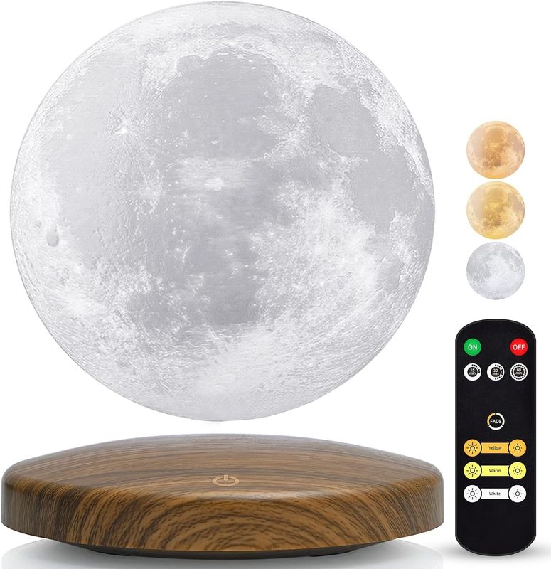 Lámpara de levitación magnética de control remoto 3D Luz nocturna de luna flotante con 3 colores
