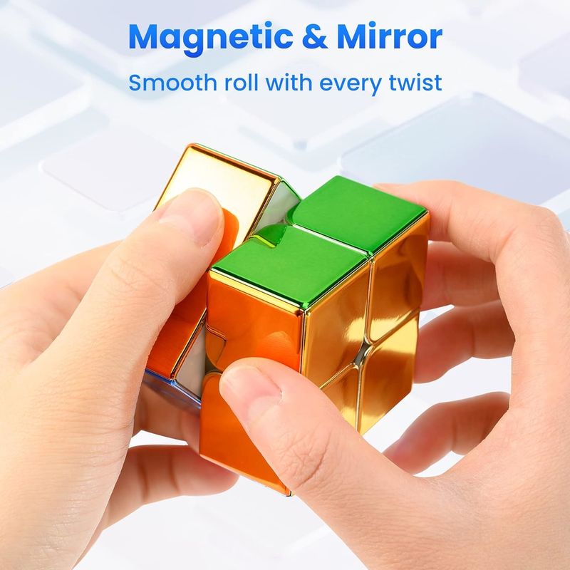 ABS plástico mini magnético Rubik's Cube espejo reflectante 2x2 velocidad cubo magnético