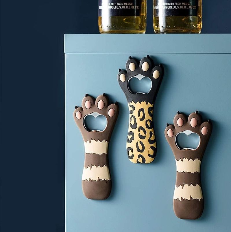 Lindo abrebotellas de cerveza de patas de gato Magneto para la nevera para Coca-Cola Barman utensilios de cocina