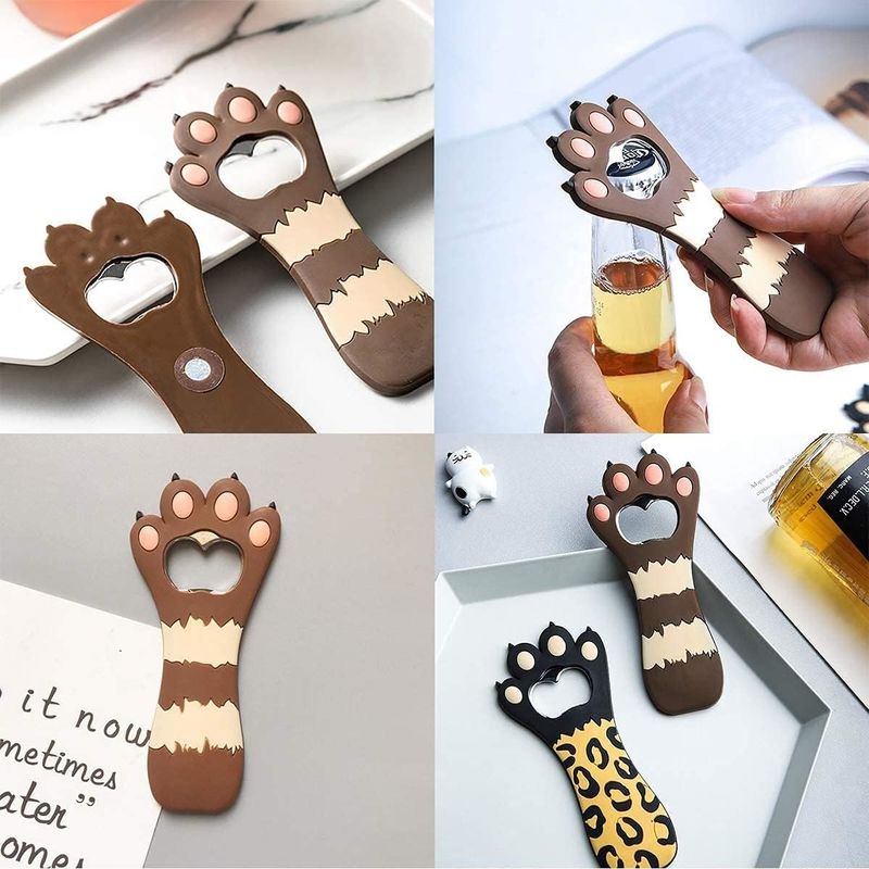 Lindo abrebotellas de cerveza de patas de gato Magneto para la nevera para Coca-Cola Barman utensilios de cocina