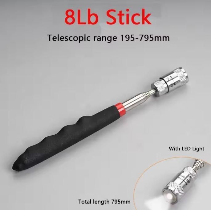 Herramienta de recogida magnética telescópica de largo alcance con luz LED y imán fuerte personalizado