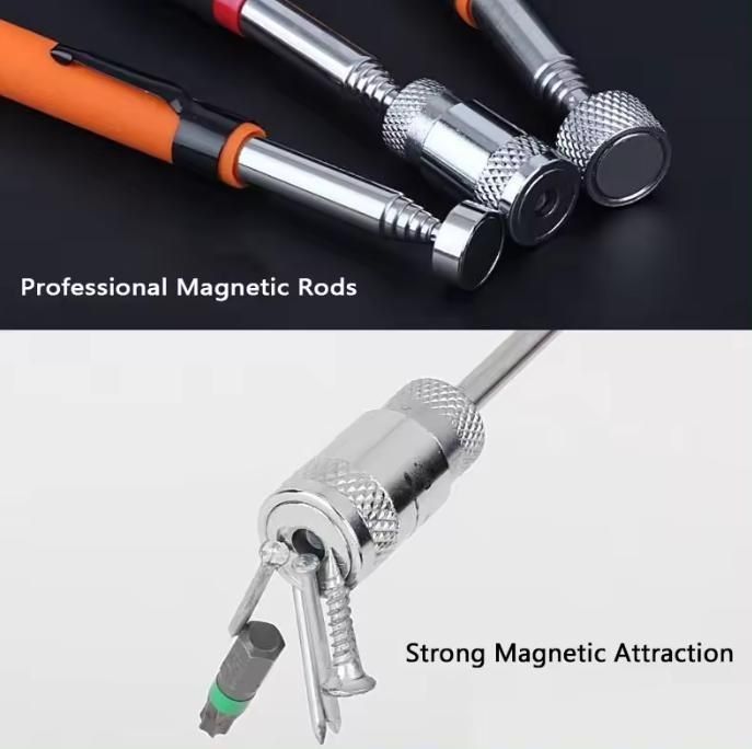 Herramienta de recogida magnética telescópica de largo alcance con luz LED y imán fuerte personalizado
