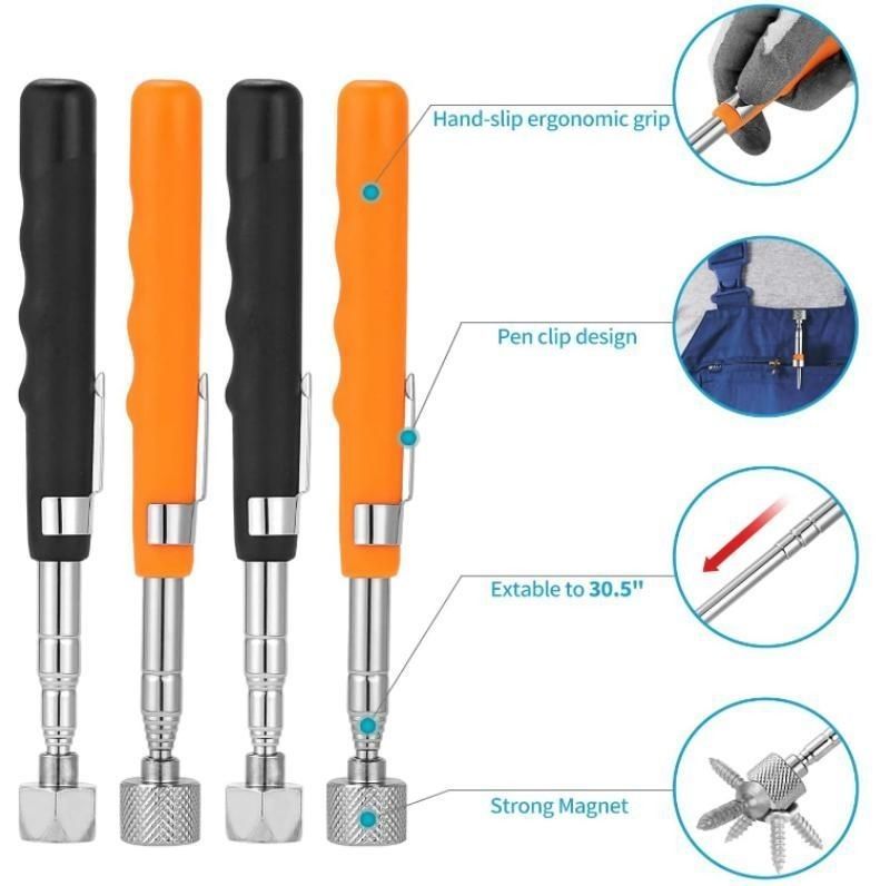 Herramienta de recogida magnética telescópica tipo pluma extensible