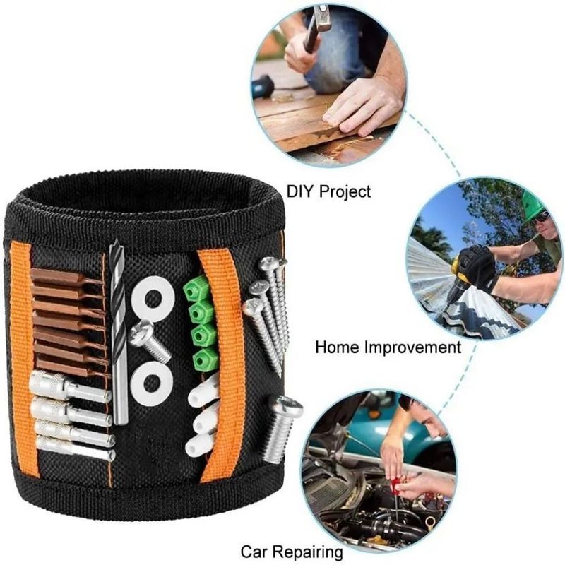 Pulsera magnética con correa para el pulgar Magnetos fuertes para sujetar uñas Perforación de frutos secos Almacenamiento