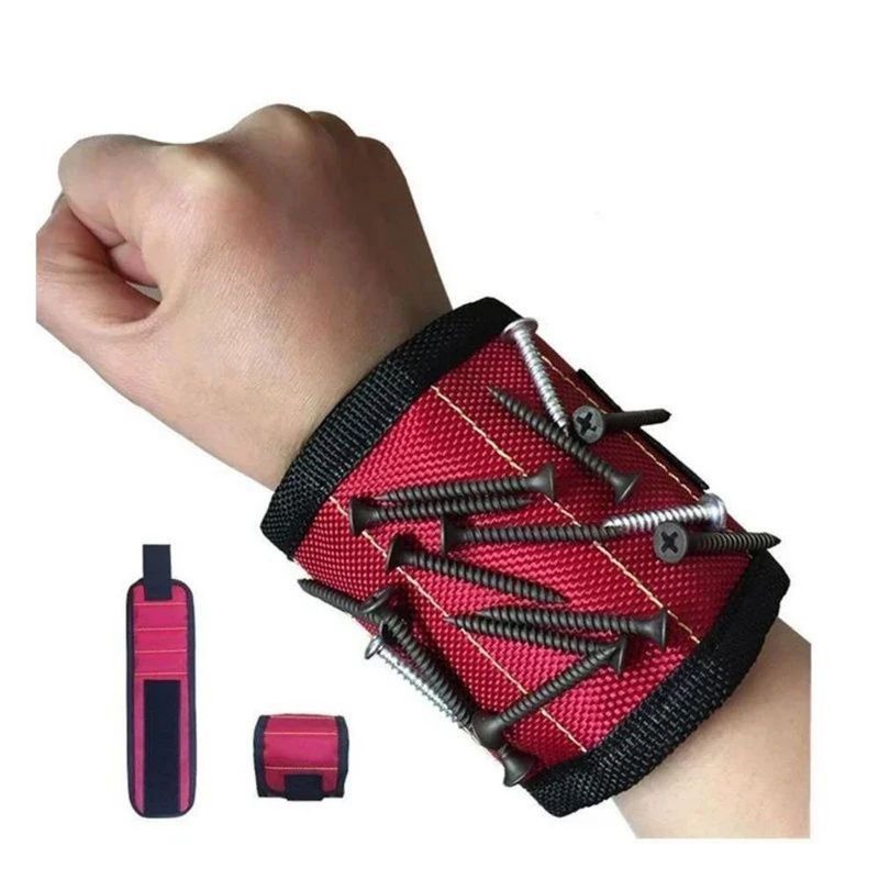 Pulsera magnética Magneto fuerte Brazalete sujeta las uñas Perforación de un trozo de tornillo Portador de herramientas de almacenamiento Muñeca