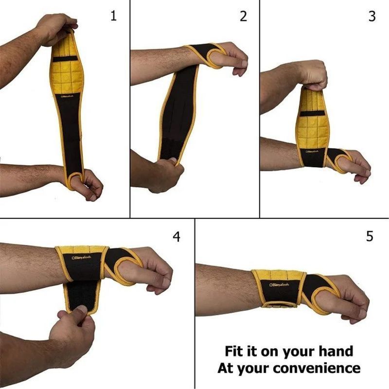Protección del trabajo Pulsera magnética para sujetar tornillos, brocas, clavos, cinturones de soporte de herramientas para muñecas