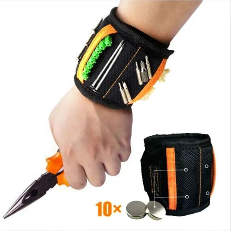 Muñeca magnética fuerte Bolso de herramientas portátil Electricista cinturón de muñeca ajustable tornillos Uñas de metal pequeñas pernos