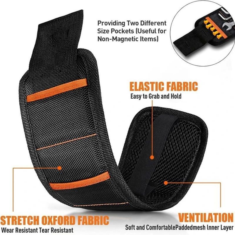 Muñeca magnética fuerte Bolso de herramientas portátil Electricista cinturón de muñeca ajustable tornillos Uñas de metal pequeñas pernos
