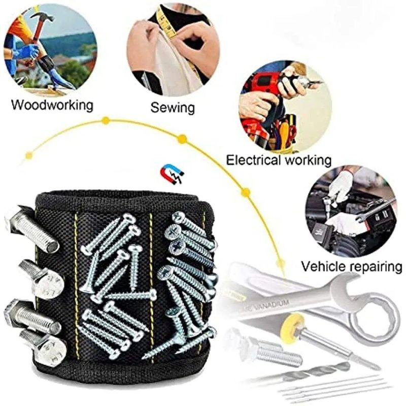 Magnetos fuertes Muñeca para sujetar tornillos clavos de perforación trozos de muñeca portador de herramientas cinturones