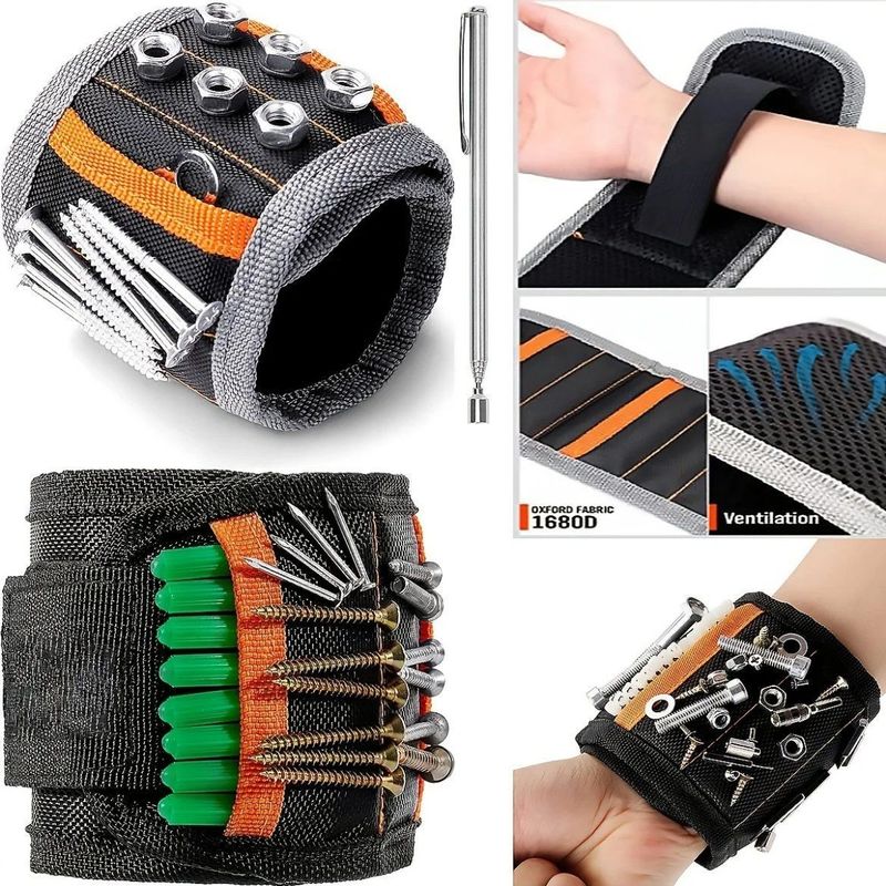 Pulsera magnética, para papá, con imanes fuertes para sujetar tornillos, clavos, brocas, herramientas