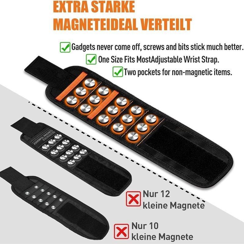 Pulsera magnética Cinturones de herramientas Magnetos fuertes para sujetar tornillos Uñas Perforaciones DIY