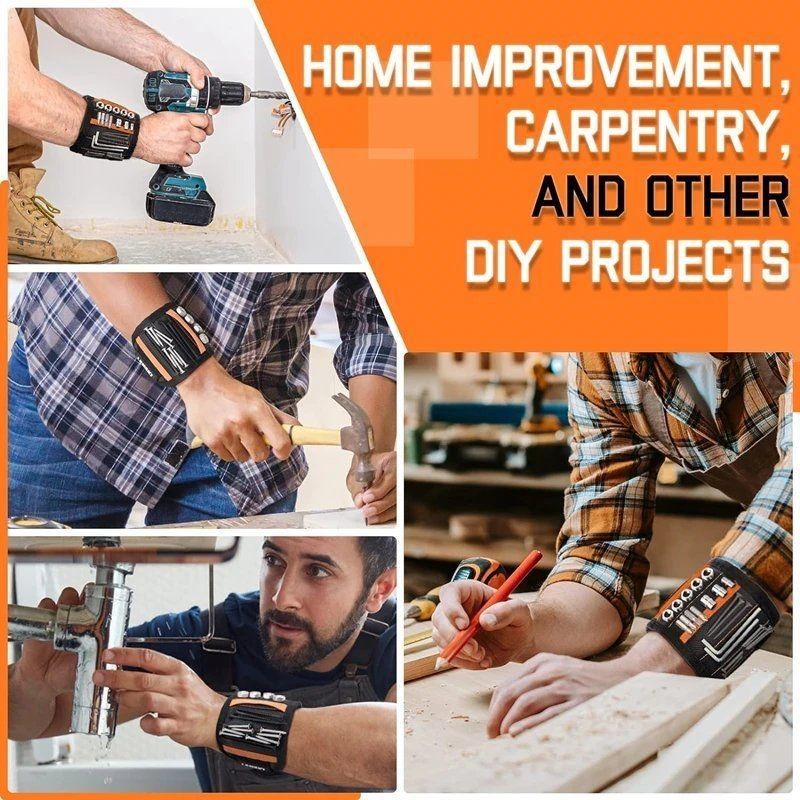 Pulsera magnética Cinturones de herramientas Magnetos fuertes para sujetar tornillos Uñas Perforaciones DIY