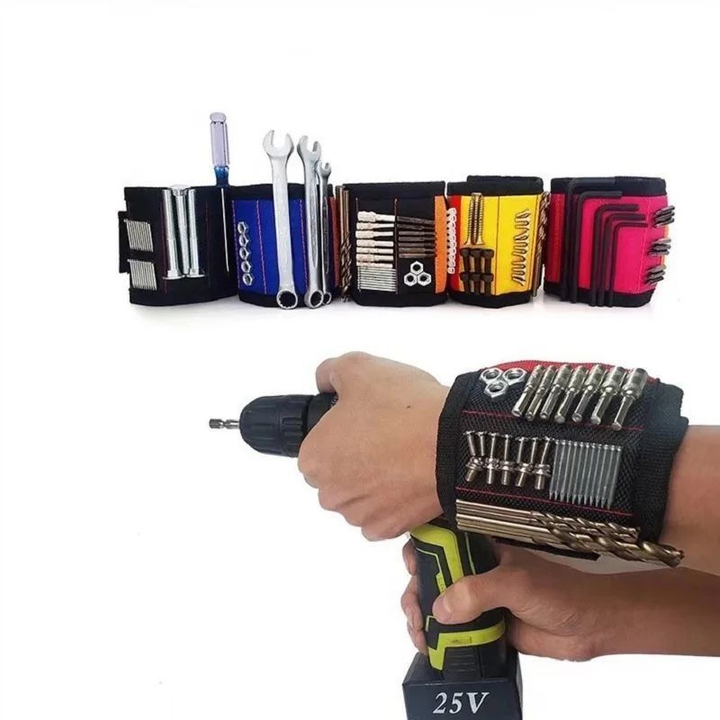 Camuflaje banda de soporte magnético para muñeca imanes fuertes para sujetar tornillos brazalete de uñas soporte de cinturón