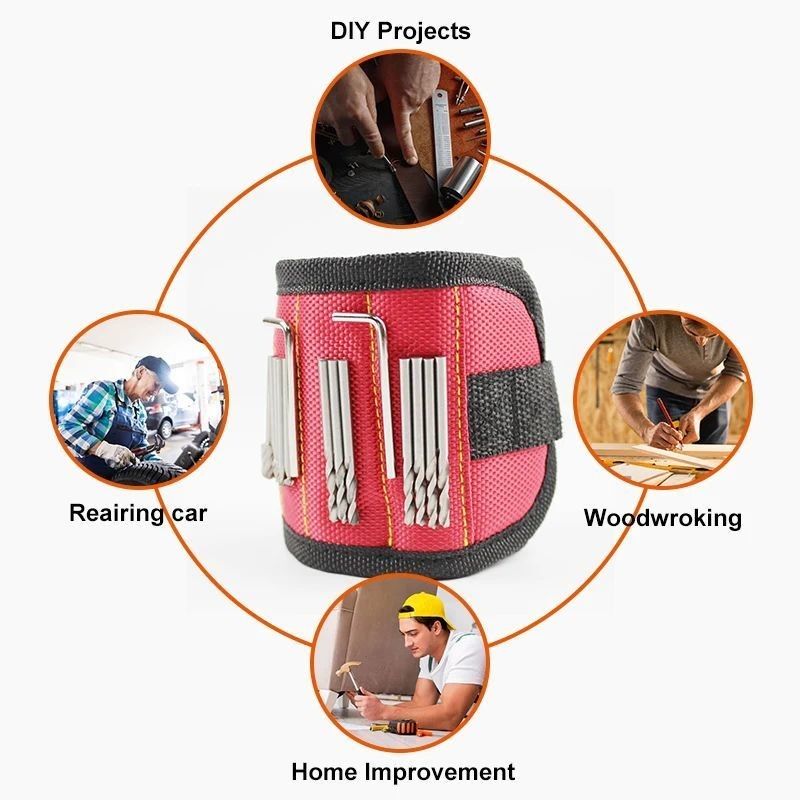 Bolso de herramientas portátil y pulsera magnética personalizada con imanes fuertes para electricistas