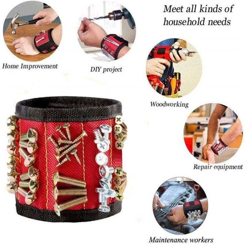 Pulsera magnética Bolsa de herramientas magnéticas portátiles para tornillos de uñas para perforación de perforaciones