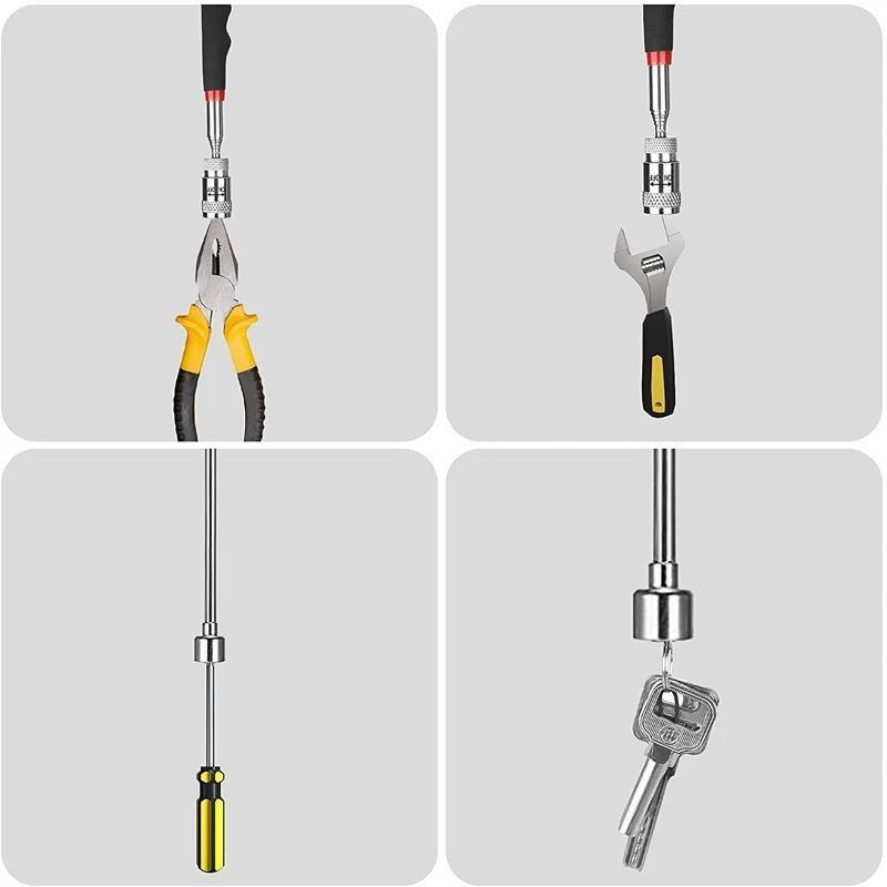 Herramientas de recogida magnética telescópica agarre luz LED ajustable extensible de largo alcance pluma herramienta práctica