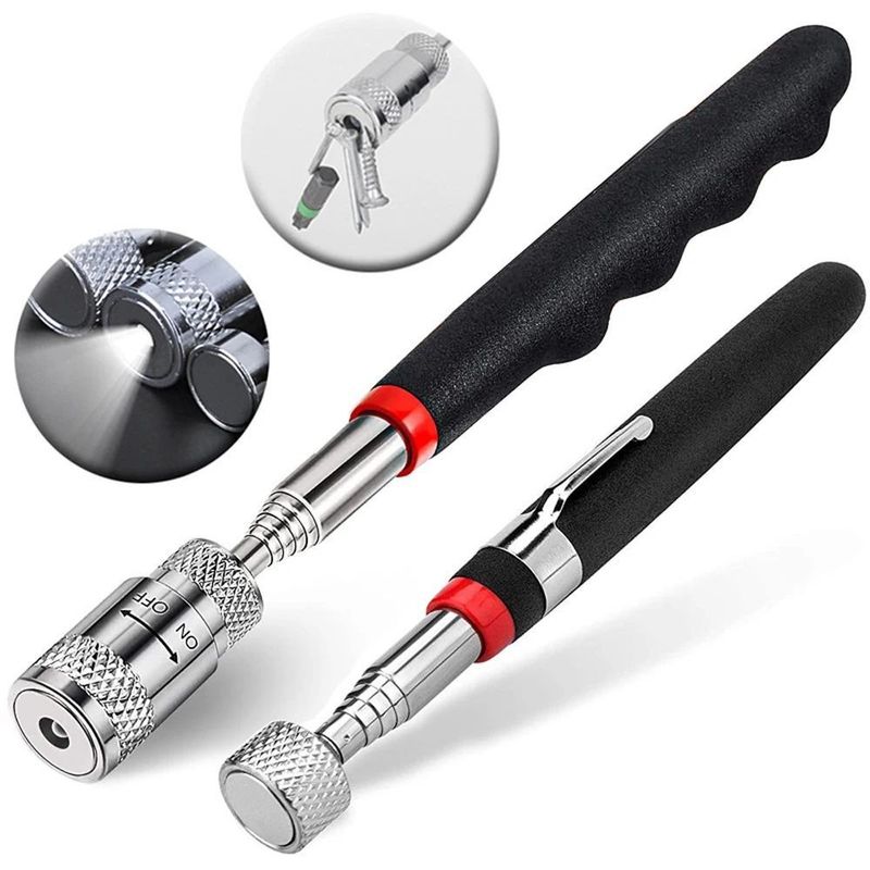 Lápiz magnético telescópico con mini lámina portátil de imán de recogida herramienta de recogida extendible bastón de recogida para recoger