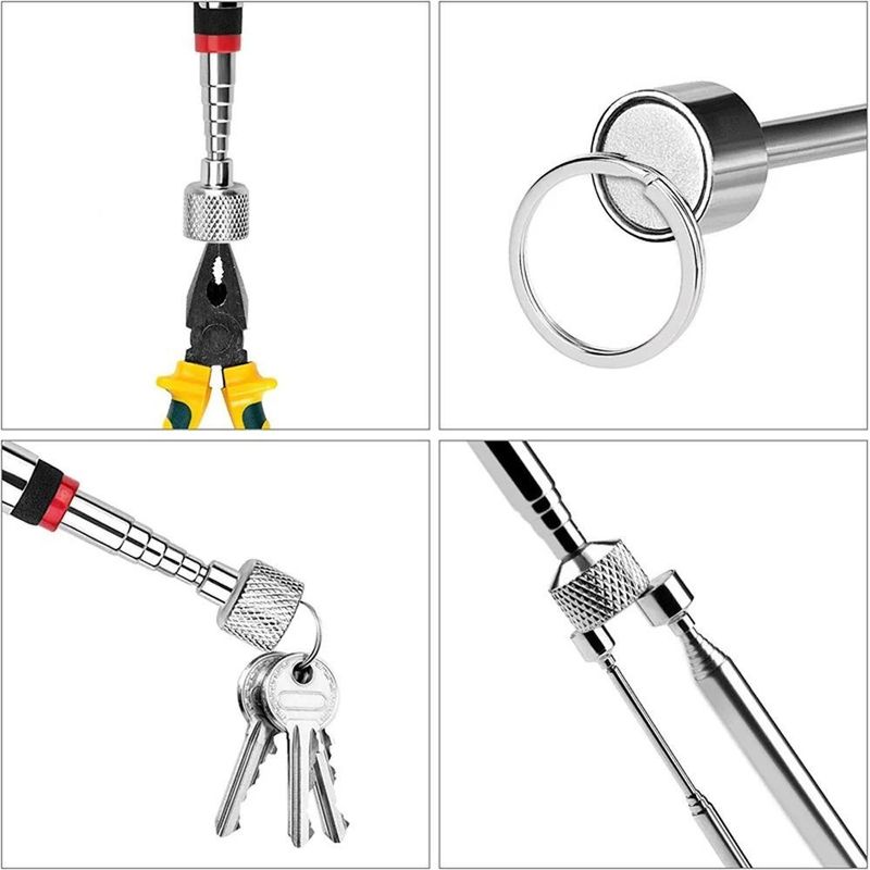 Lápiz magnético telescópico con mini lámina portátil de imán de recogida herramienta de recogida extendible bastón de recogida para recoger