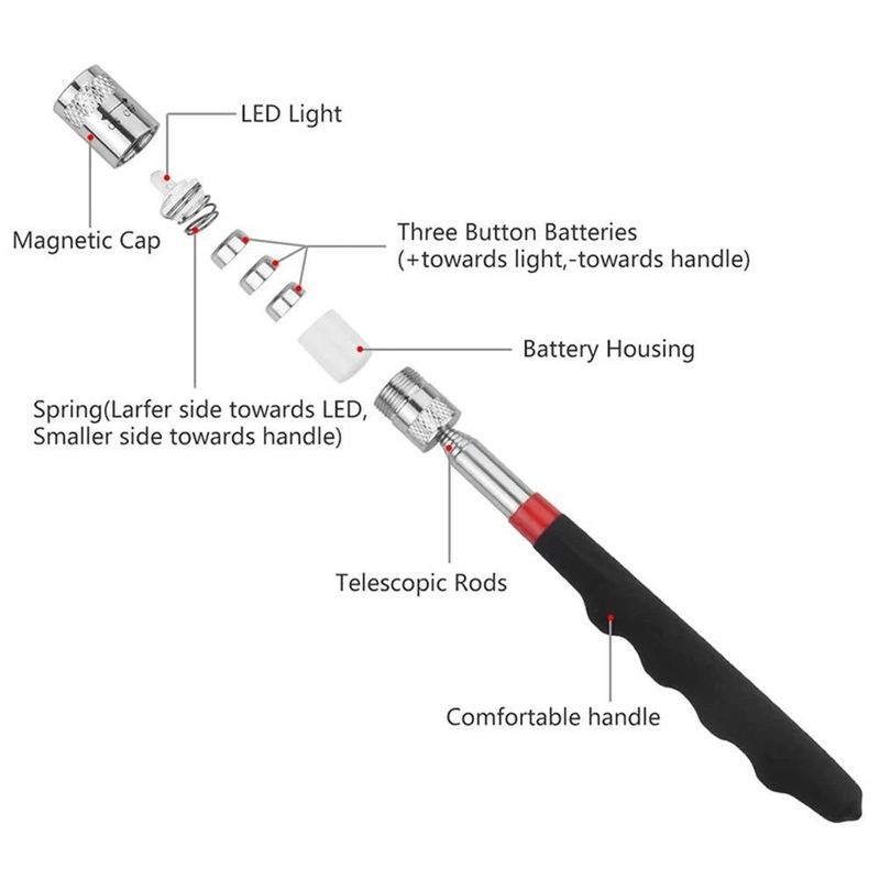 Pluma magnética telescópica con mini herramienta de recogida de imán portátil ligera