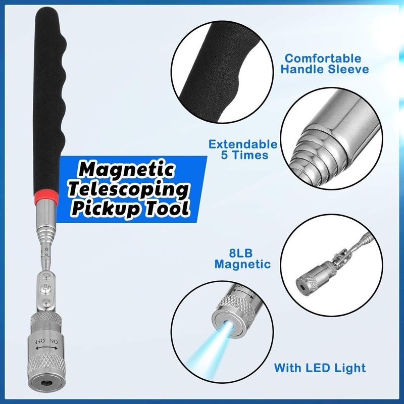Herramienta de inspección flexible con luz LED para reparación de automóviles Herramienta de recogida magnética